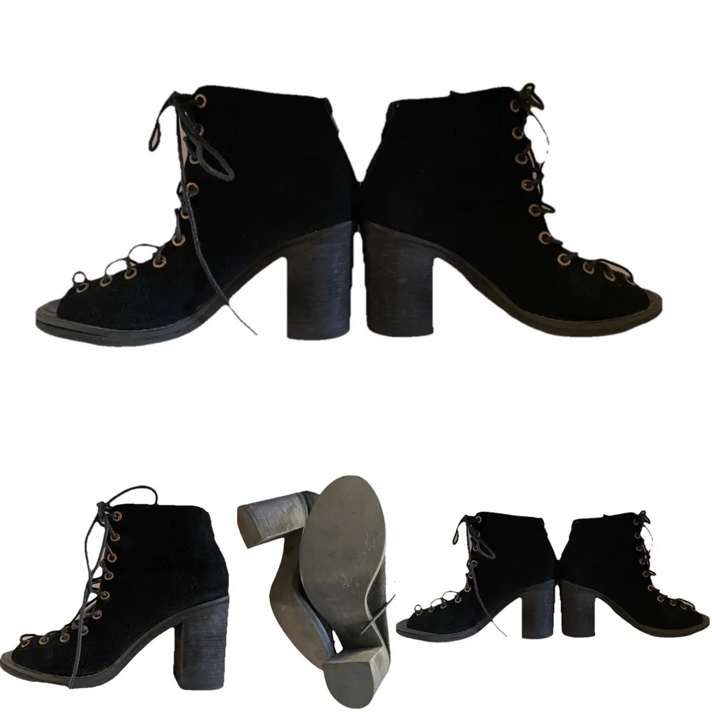 JEFFREY CAMPBELL Cors Black Suede BOOTIES Ankle Boots Size 8.5